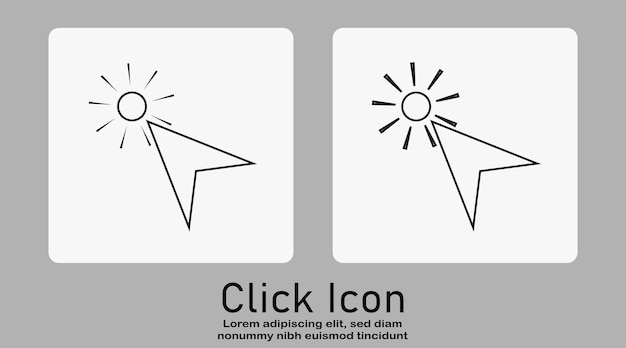 Il cursore del computer fa clic sulla freccia che punta il vettore del pulsante di collegamento clic isolato su uno sfondo bianco