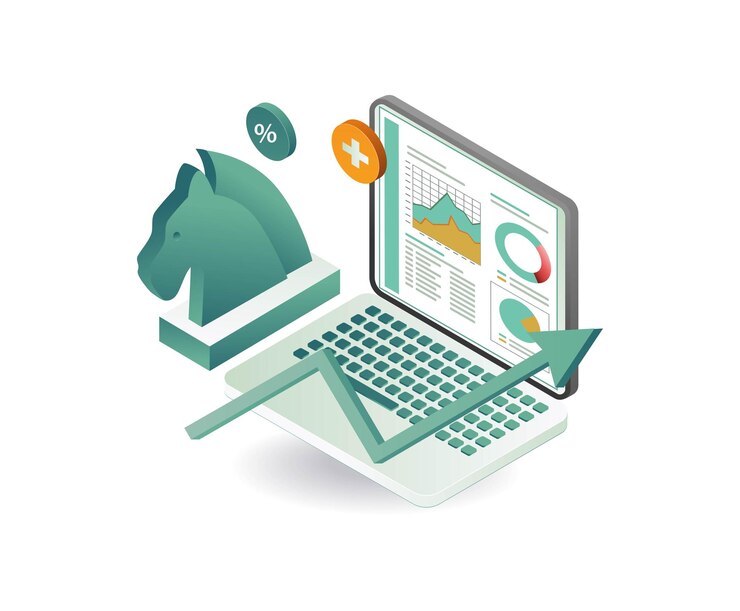 Vector computer data analysis business strategy horse