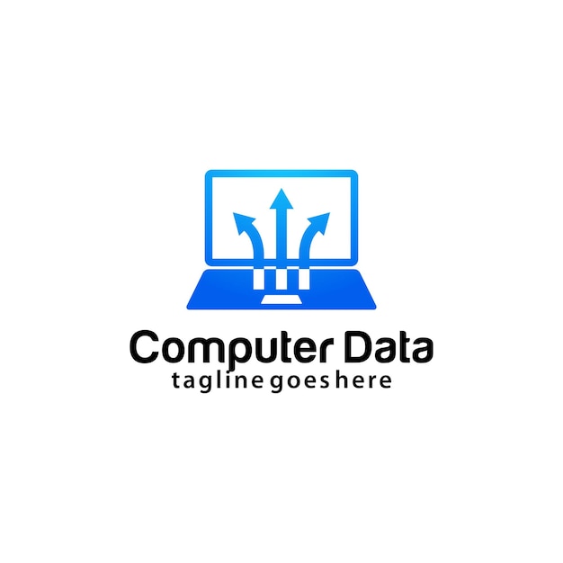 Vettore modello di progettazione del logo dei dati del computer