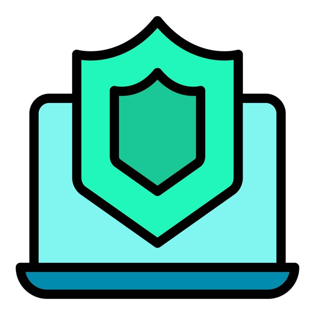 Computer defence icon outline vector safe shielda safety guard color flat