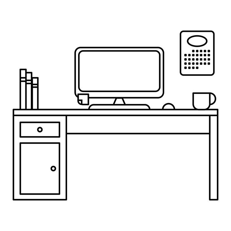 Vector computer desktop lineart design
