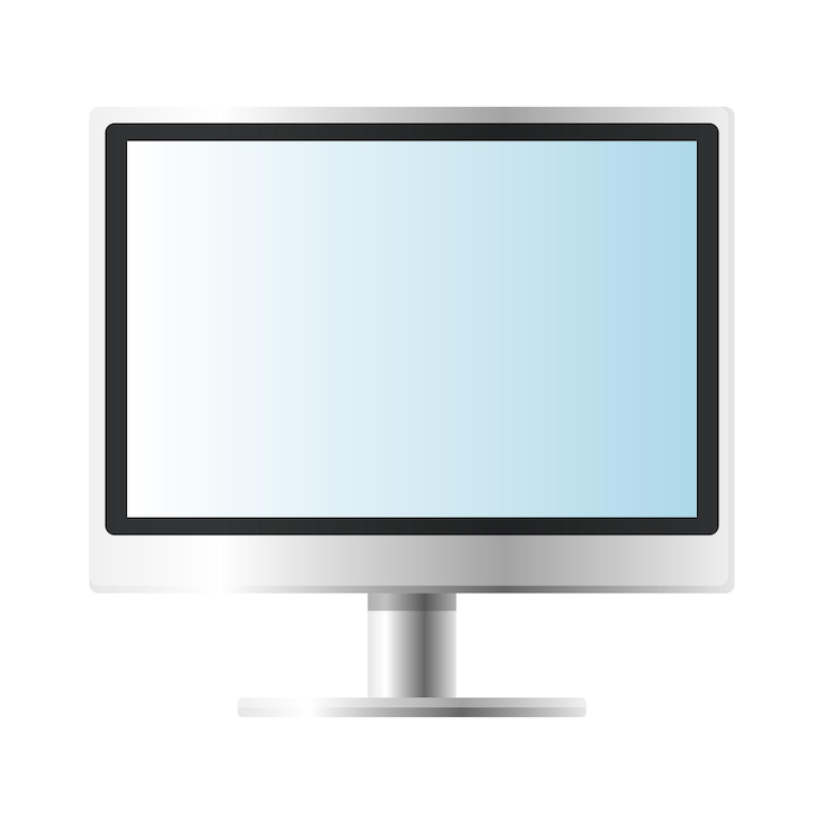 Vector computer desktop monitor screen cartoon illustration