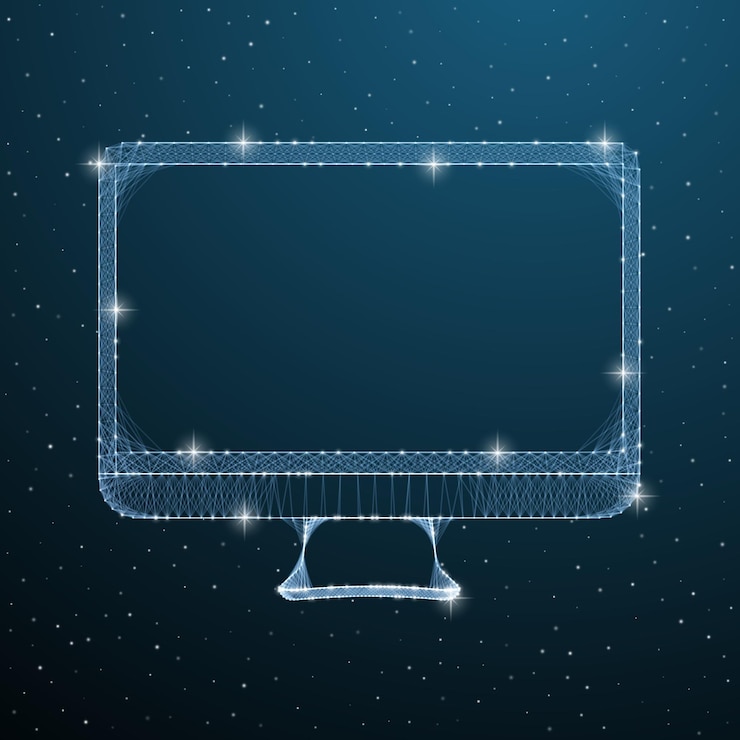 Vector computer display with blank screen front view computer screen isolated on white background vector