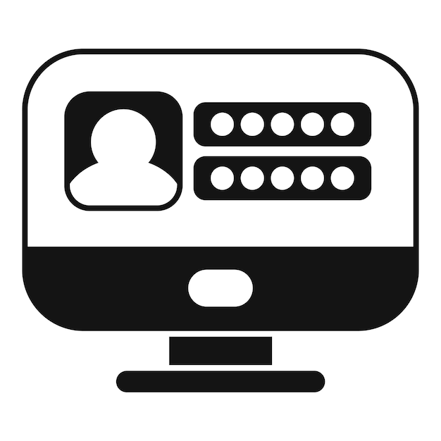 パスワードのログインフォームを含むユーザープロファイルを表示するコンピュータ