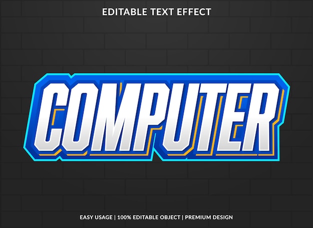 ビジネスのロゴとブランドに使用するコンピューター編集可能なテキスト効果テンプレート