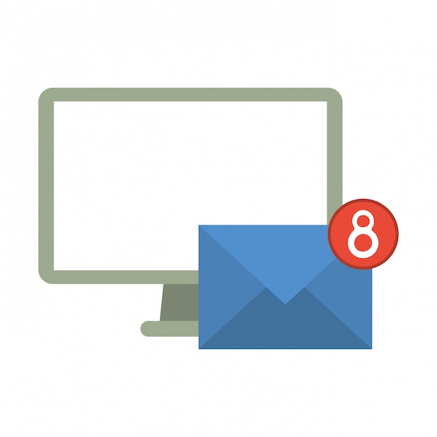 computer and email notifications symbol