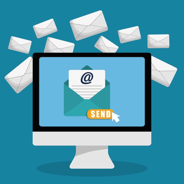 Vector computer envelope email marketing send icon