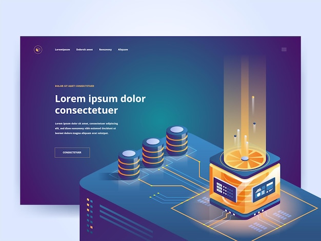 Vector computer equipment internet store website homepage interface idea with isometric illustrations