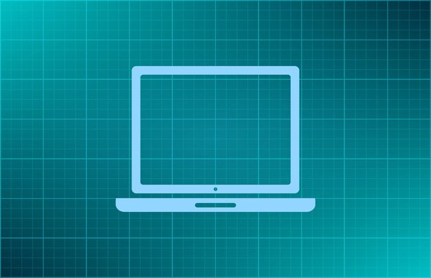 Computer equipment monitor laptop symbol Vector illustration on blue background Eps 10