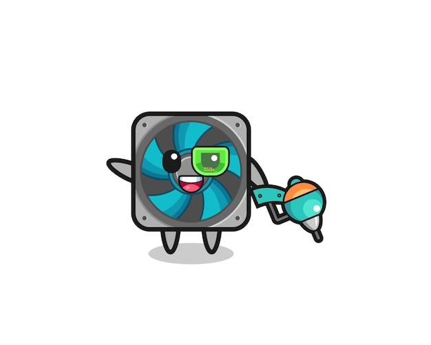 Computer fan cartoon as future warrior mascot  cute design