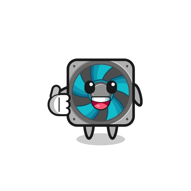 Computer fan mascot doing thumbs up gesture