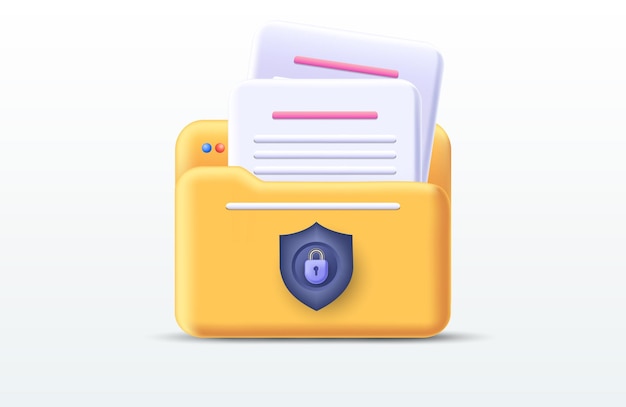 Computer file folder protected concept vector illustration