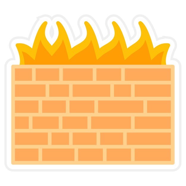 Computer Firewall Flat Illustration