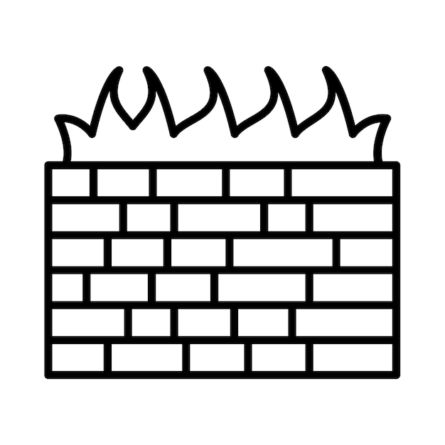 Vector computer firewall line illustration