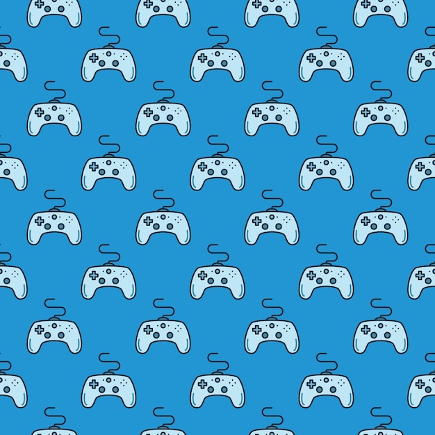 Computer Gamepad vector Gamer Controlling Device blue modern seamless pattern