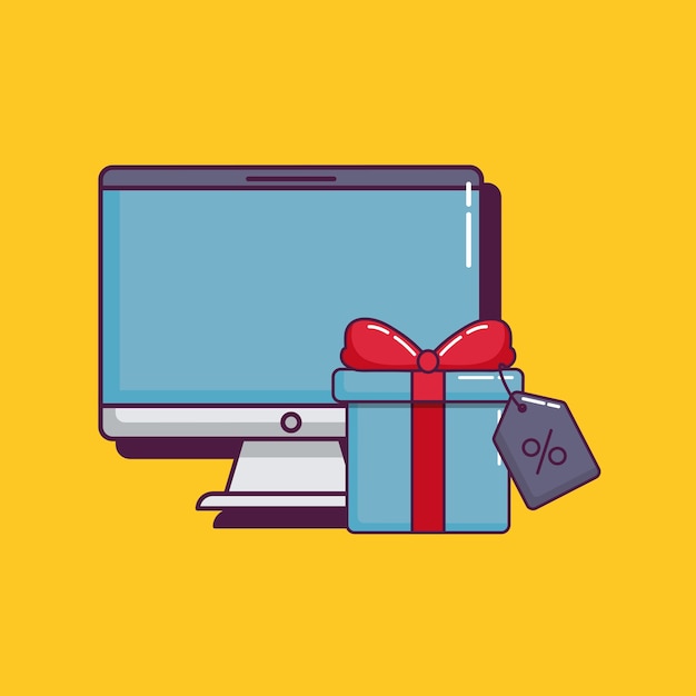 computer and gift box