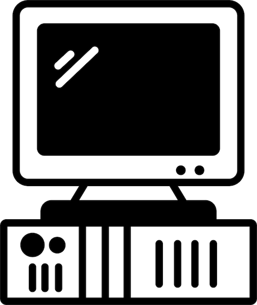 コンピュータのグリフとラインベクトルイラスト
