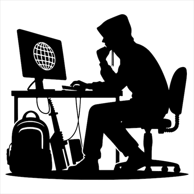 Computer hacker Computer hacker vector Computer hacker silhouet illustratie
