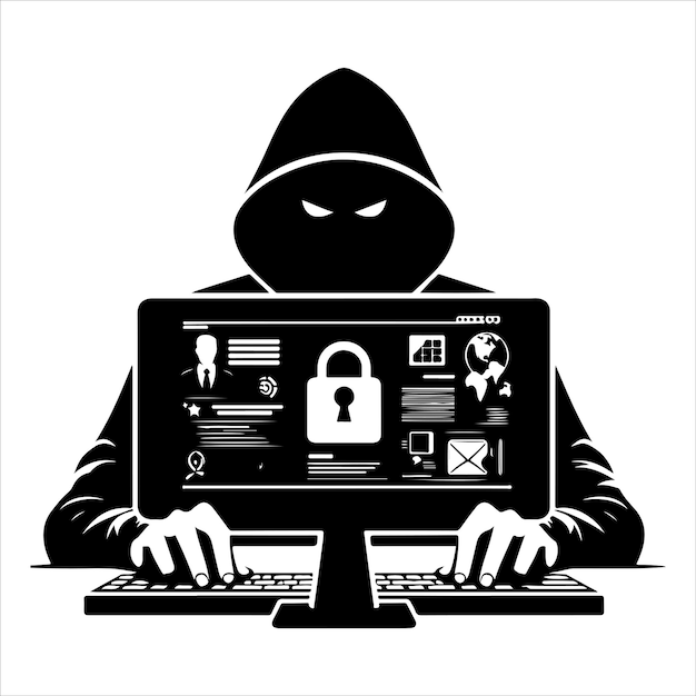 Computer hacker Computer hacker vector Computer hacker silhouet illustratie