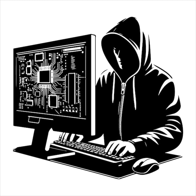 Computer hacker Computer hacker vector Computer hacker silhouet illustratie