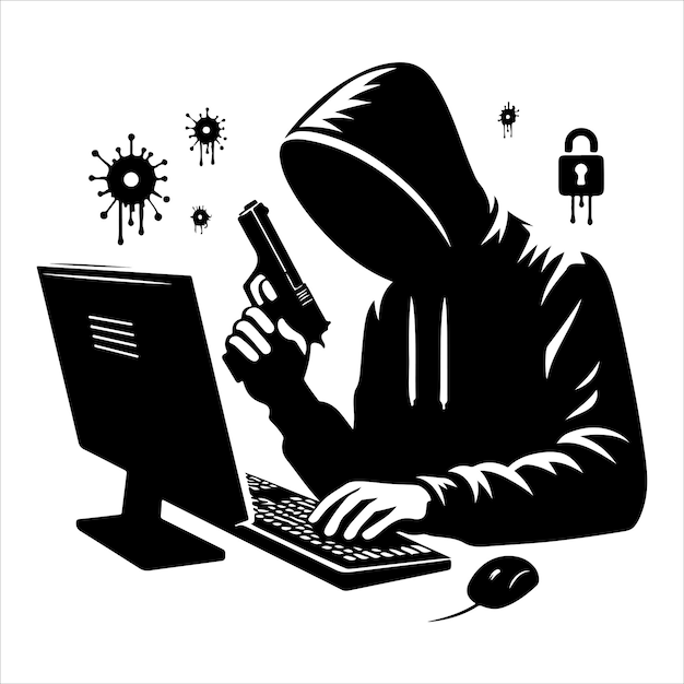 Computer hacker Computer hacker vector Computer hacker silhouet illustratie