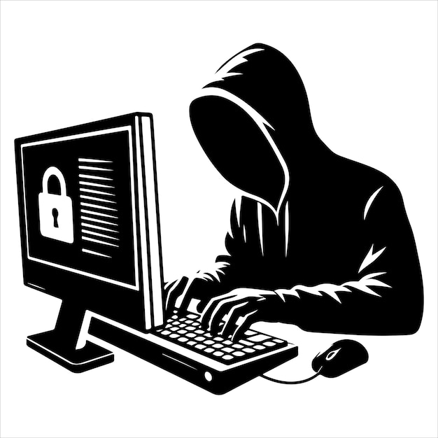 Computer hacker Computer hacker vector Computer hacker silhouette illustration