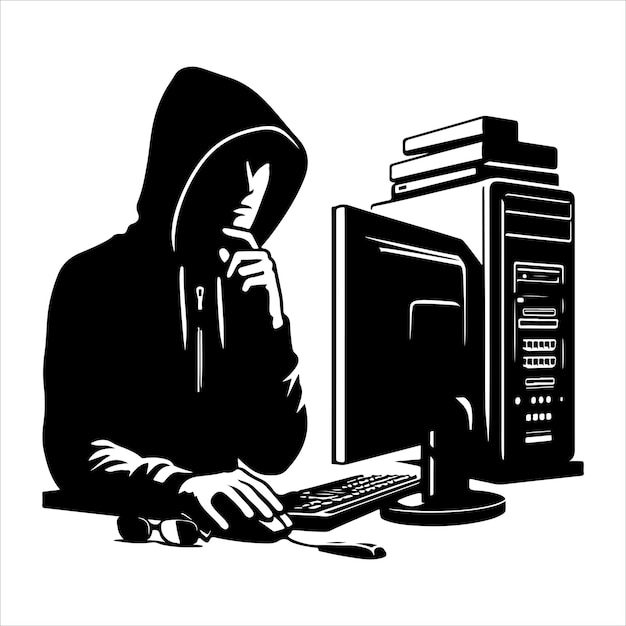 computer hacker computer hacker vector computer hacker silhouette illustration