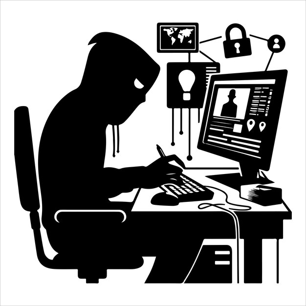 computer hacker computer hacker vector computer hacker silhouette illustration