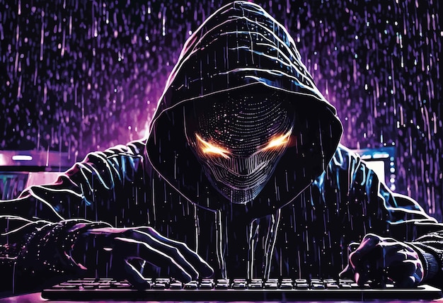 computer hacker with hood and hacker computer hacker with hood and hacker hacker with computer in da