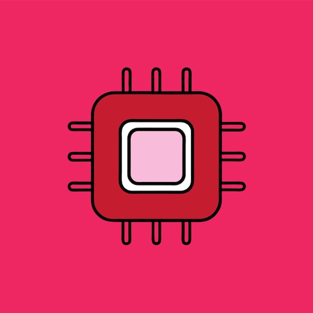 Computer Hardware Components Parts and Devices Featuring BIOS Chip Vector Style Illustration