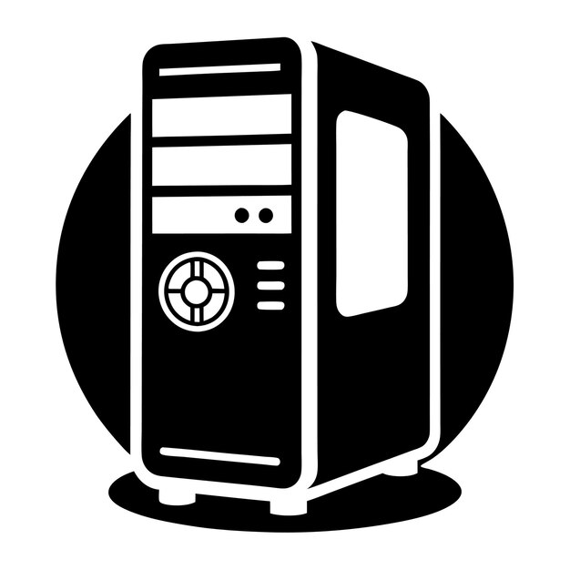 コンピュータハードウェアコンポーネント パーツとデバイス コンピュータキャビネットケース ベクトルスタイル イラストラ