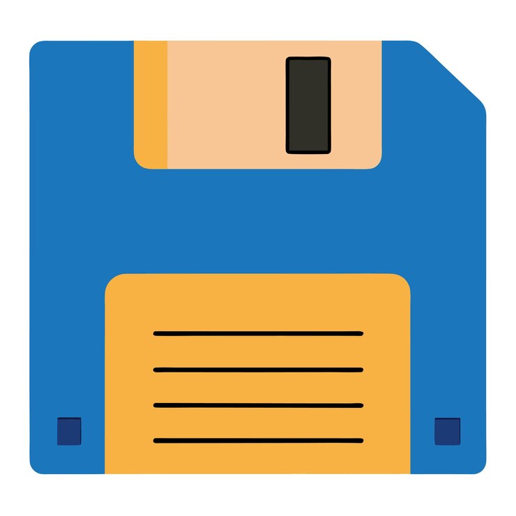 Vector computer hardware components parts and devices featuring floppy disk vector style illustration