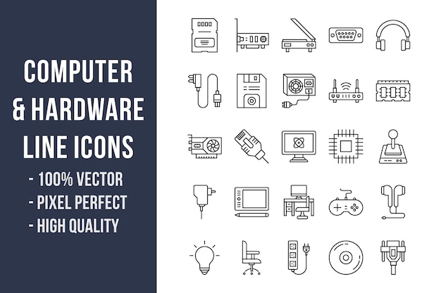 Computer and Hardware Line Icons