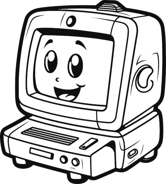 Vector computer icon black and white coloring page