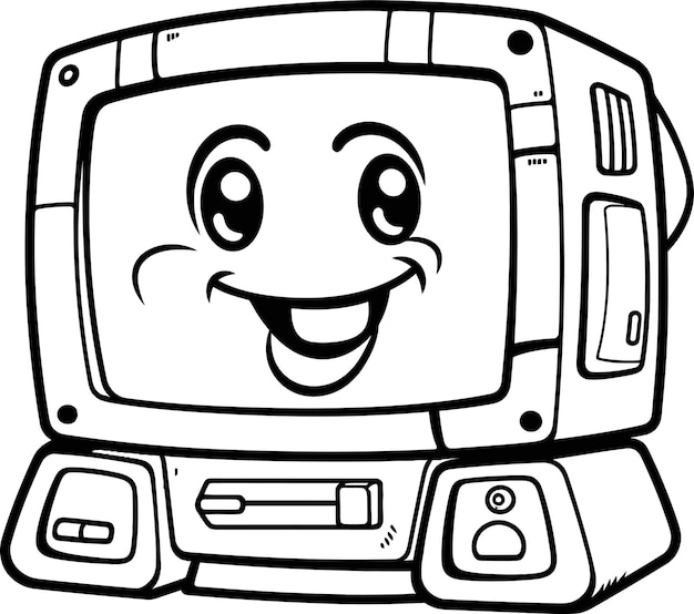 Vector computer icon black and white coloring page