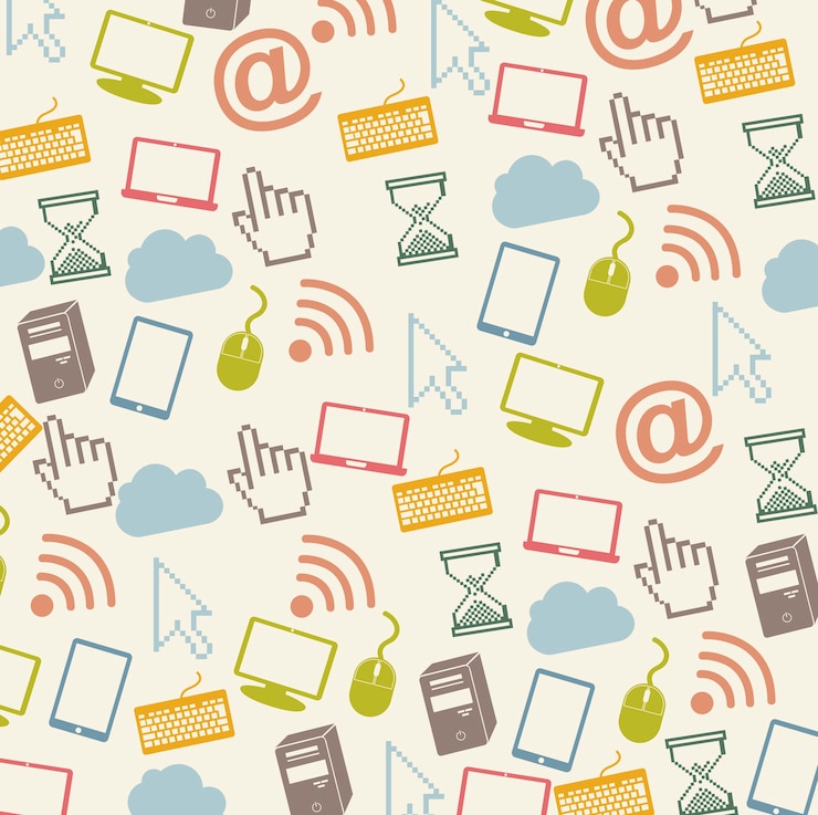 Vector computer icons with vintage style vector illustration