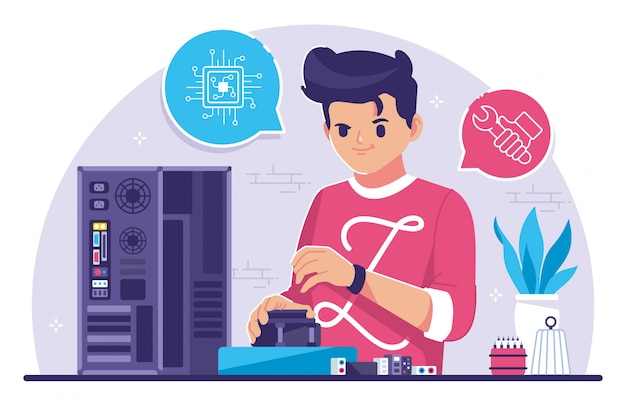computer ingenieur platte ontwerp illustratie