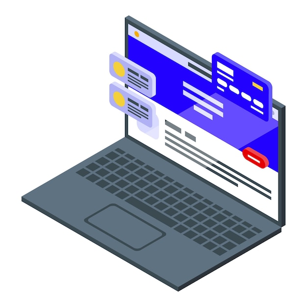 Иконка компьютерного интерфейса Изометрическая иконка вектора компьютерного интерфейса для веб-дизайна изолирована на белом фоне