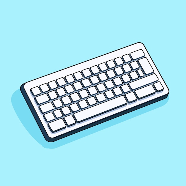 A computer keyboard on a blue background