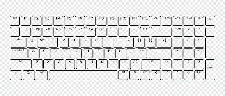 Vector computer keyboard button layout template with letters for graphic use modern computer keyboard vector illustration