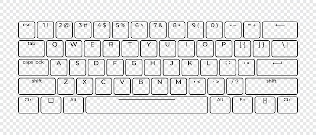 Computer keyboard button layout template with letters for graphic use Modern computer keyboard Vector illustration