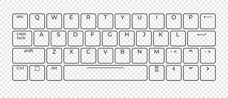 Vector computer keyboard button layout template with letters for graphic use modern computer keyboard vector illustration
