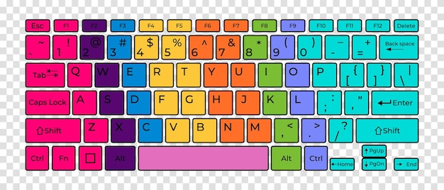 Computer keyboard button layout template with letters for graphic use Vector illustration
