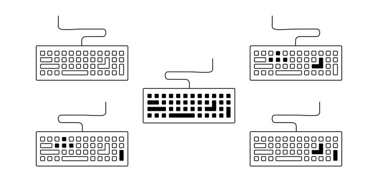 Vector computer keyboard icon line art computer keyboards icon with a stylized cable