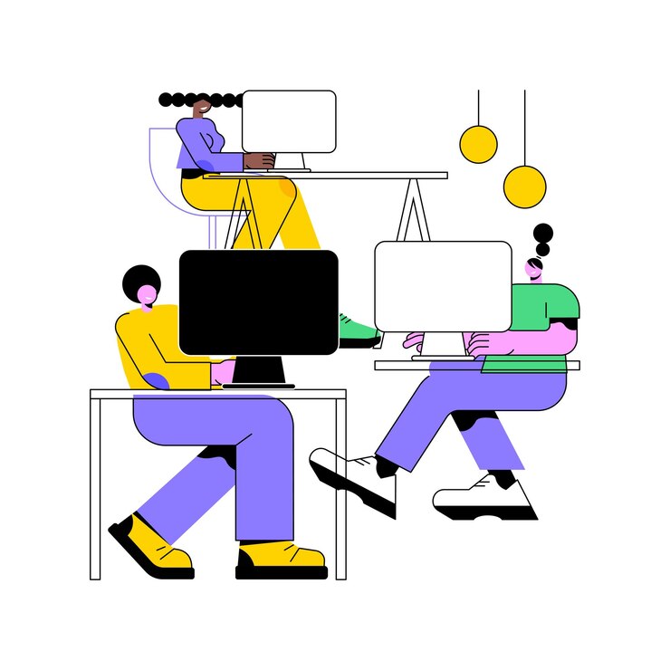 Vector computer lab abstract concept vector illustration