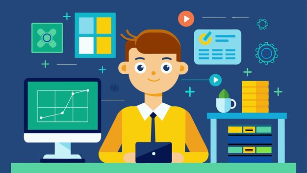 in the computer lab a student proudly displays their program which uses algorithms to generate