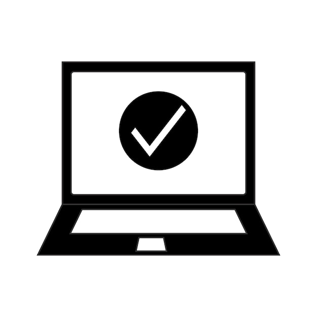 Icona di computer o laptop con lista di controllo