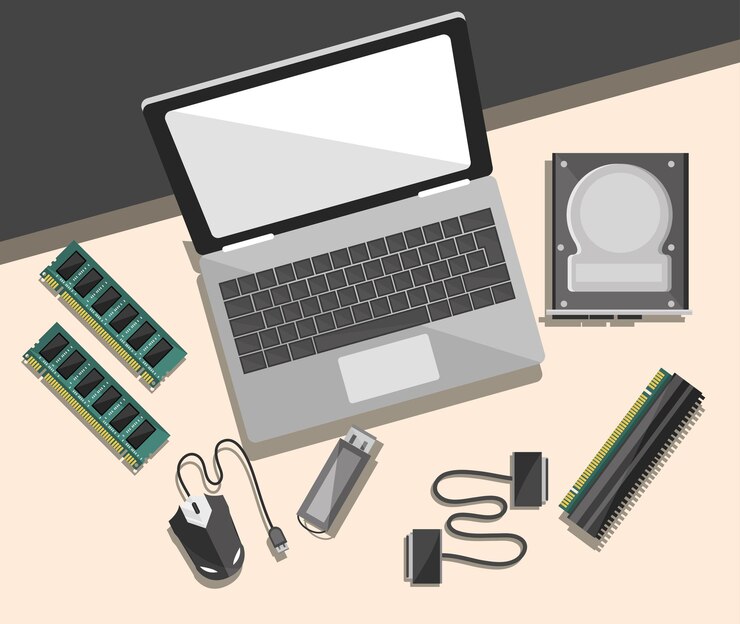 Vector computer laptop and microchips