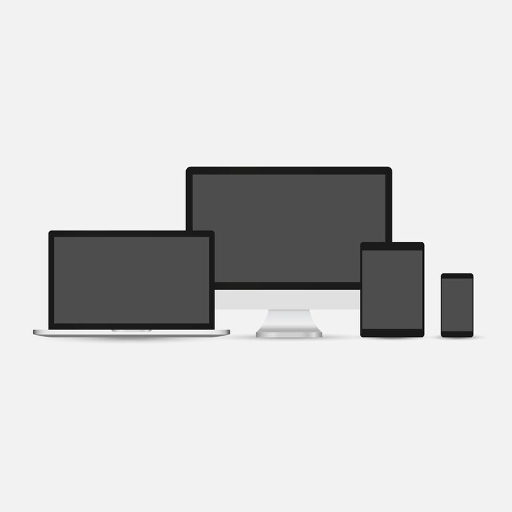 Vector computer laptop tablet phone isolated logos eps10 vector