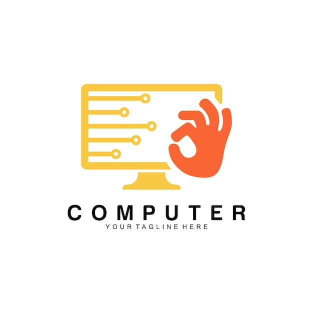 Computer logo vector design template